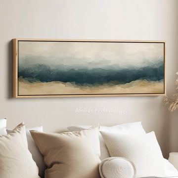 Abstract Grey & Beige Layers Horizontal Skinny Wall Decor - Atelier Printworks