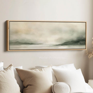 Watercolour Landscape Large Panoramic Canvas Wall Art - Atelier Printworks