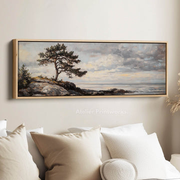 Vintage Landscape Artwork Long Narrow Large Framed Canvas - Atelier Printworks