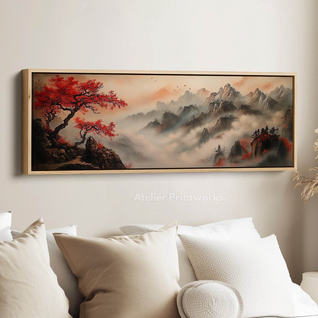 Chinese Landscape Panoramic Wall Art Large Framed Canvas - Atelier Printworks