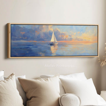 Long Horizontal Wall Art Above Bed Decor Sailing Boat - Atelier Printworks