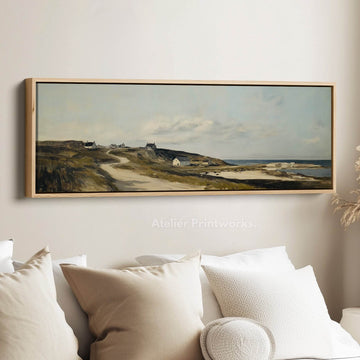 Coastal Village Panoramic Long Large Canvas Wall Decor Horizontal - Atelier Printworks