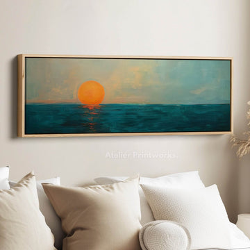 Modern Abstract Narrow Wide Horizontal Wall Decor Large Framed Canvas - Atelier Printworks