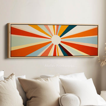 Sunburst Panoramic Framed Canvas Long Wall Art Print - Atelier Printworks