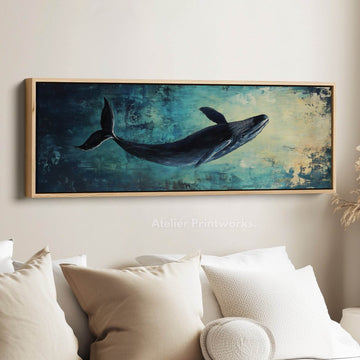 Abstract Whale Long Horizontal Wall Art, Panoramic Wall Art Wide Wall Art - Atelier Printworks