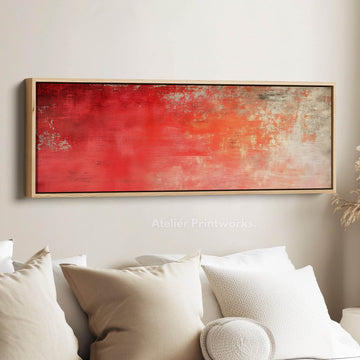 Abstract Red Long Horizontal Wall Art, Panoramic Wall Art Wide Wall Art - Atelier Printworks