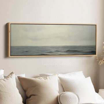 Calming Sea Long Narrow Framed Canvas Wall Art - Atelier Printworks