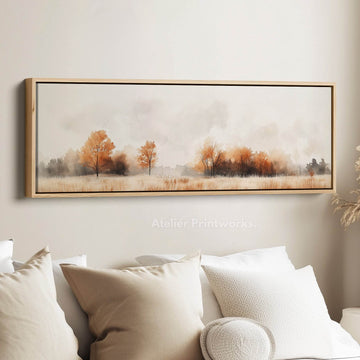 Muted Autumnal Forest Long Horizontal Skinny Wall Art - Atelier Printworks