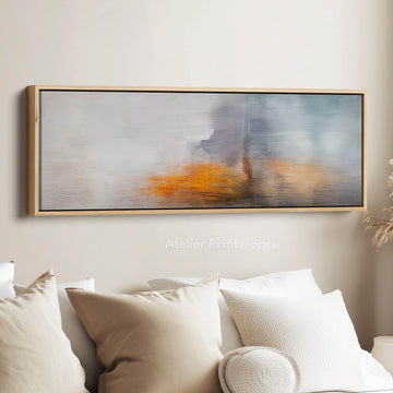 Abstract Gray & Red Panoramic Large Framed Wall Decor - Atelier Printworks