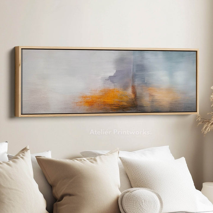 Abstract Gray & Red Panoramic Large Framed Wall Decor - Atelier Printworks