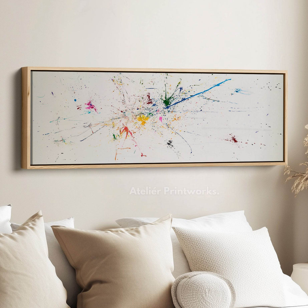 Abstract Splatter Above Bed Framed Canvas Wall Art - Atelier Printworks