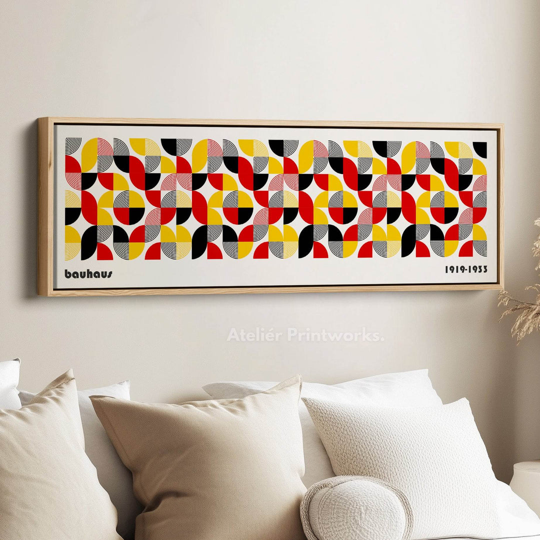 Above Bed Wall Art Framed Bauhaus Canvas - Atelier Printworks