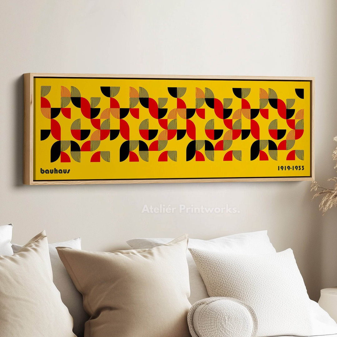 Above Bed Wall Decor Large Framed Bauhaus Canvas - Atelier Printworks