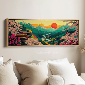 Horizontal Wall Decor Japanese Landscape Long Narrow - Atelier Printworks