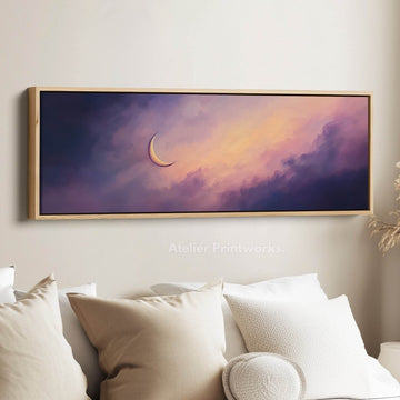 Crescent Moon Horizontal Wall Decor Long Narrow - Atelier Printworks