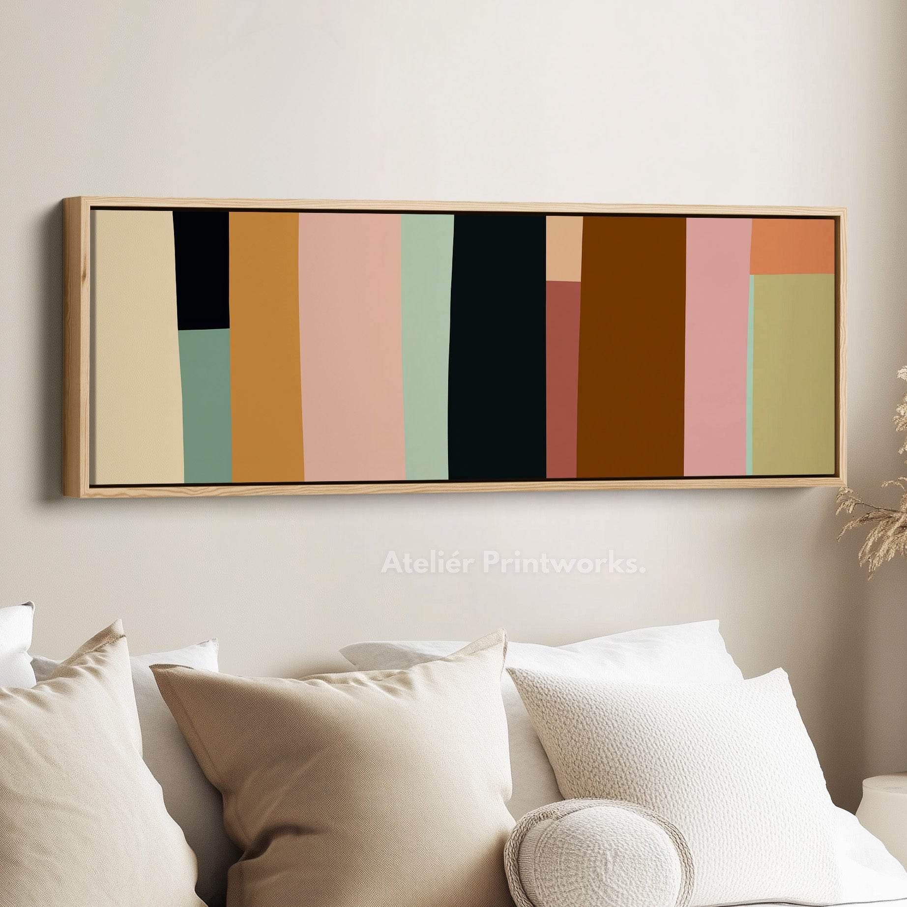 Abstract Sunset Bedroom Horizontal Wall Decor Long Narrow – Atelier ...