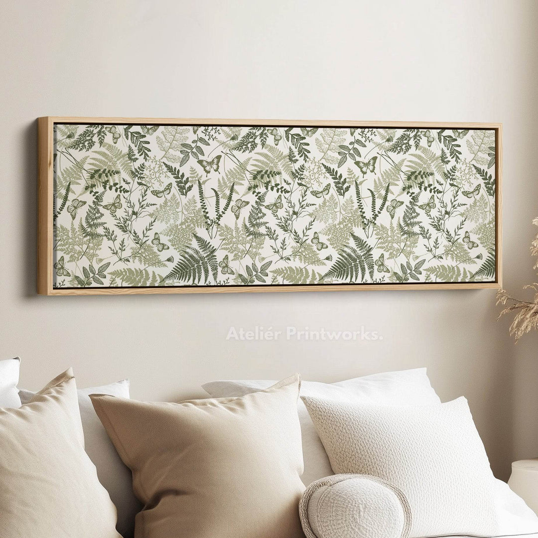 Cottagecore Sage Green Botanical Long Horizontal Wall Art - Atelier Printworks