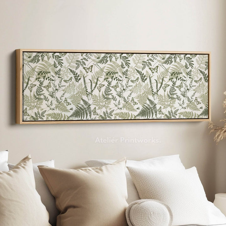 Cottagecore Sage Green Botanical Long Horizontal Wall Art - Atelier Printworks