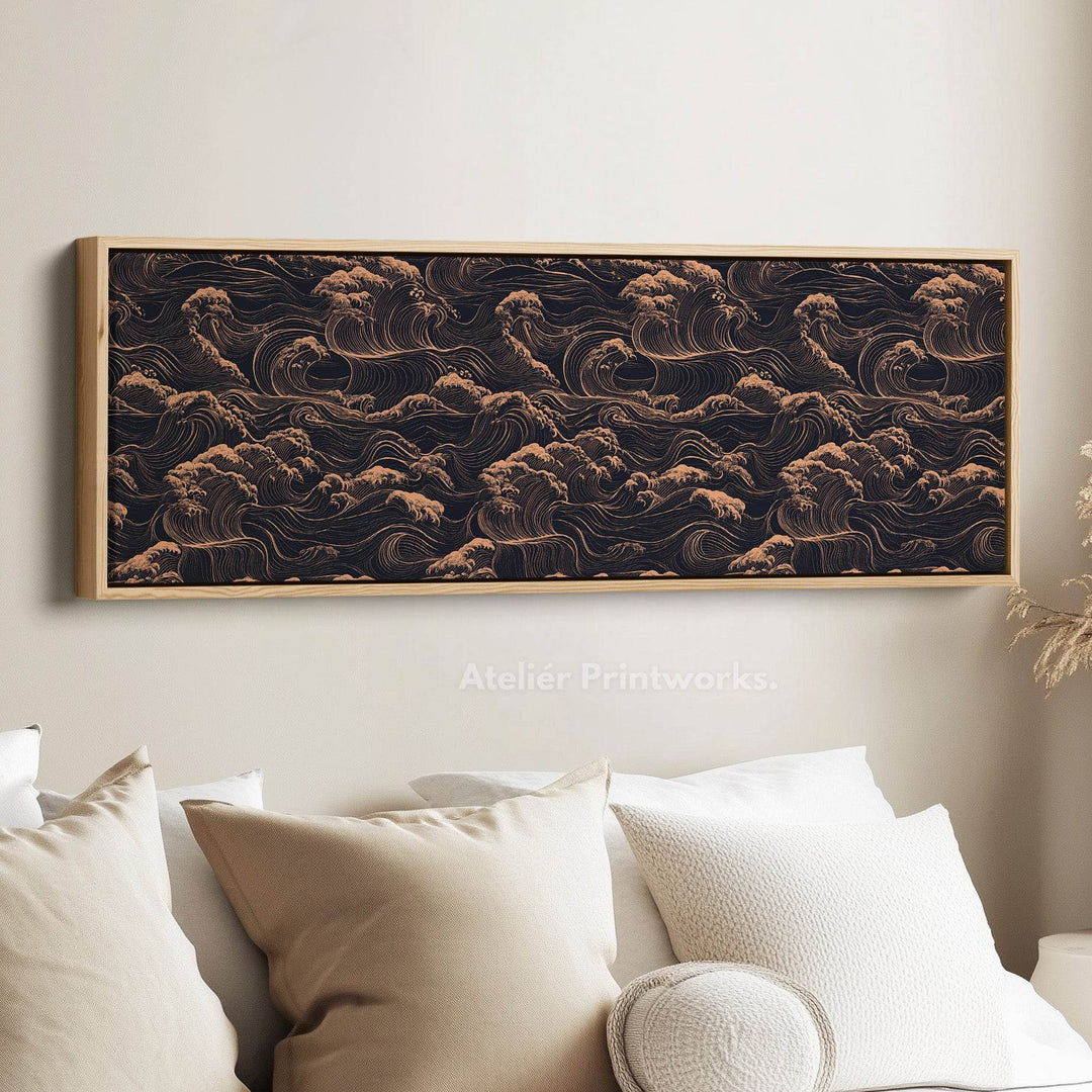 Japanese Waves Long Horizontal Wall Art - Atelier Printworks