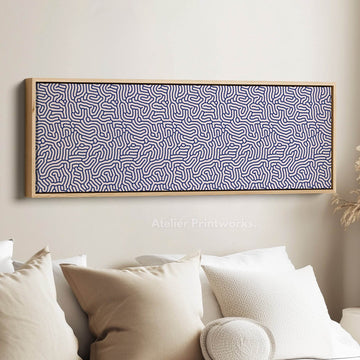 Blue Geometric Organic Pattern Long Wall Art - Atelier Printworks