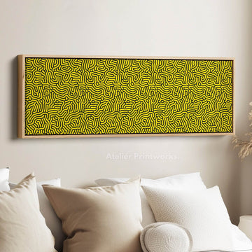 Yellow & Black Geometric Organic Pattern Long Wall Art - Atelier Printworks