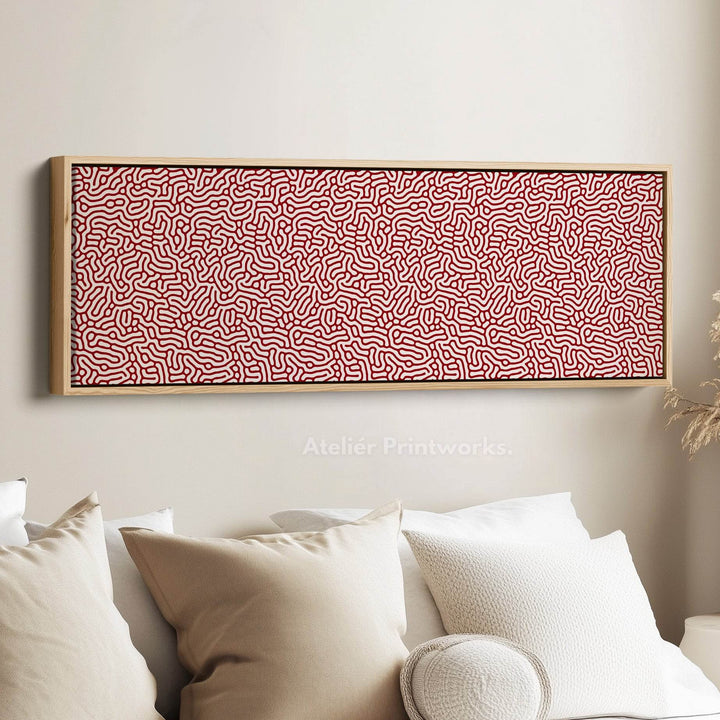 Red & White Coral Pattern Panoramic Wall Decor - Atelier Printworks