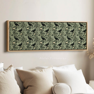 Long Narrow Wall Art Vintage Crow - Atelier Printworks