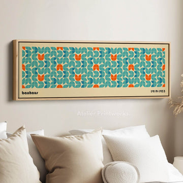 Horizontal Long Wall Art Beige Bauhaus Geometric - Atelier Printworks