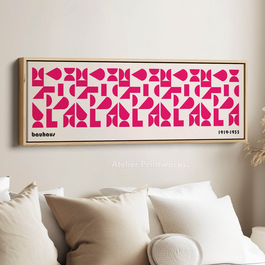 Panoramic Above Bed Wall Art Pink Bauhaus Modern - Atelier Printworks