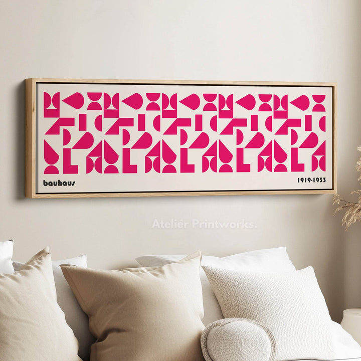 Panoramic Above Bed Wall Art Pink Bauhaus Modern - Atelier Printworks