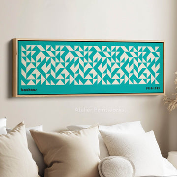 Panoramic Above Bed Wall Art Blue Bauhaus Mid Century - Atelier Printworks