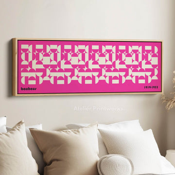 Large Framed Long Wall Art Pink Mid Century Bauhaus - Atelier Printworks