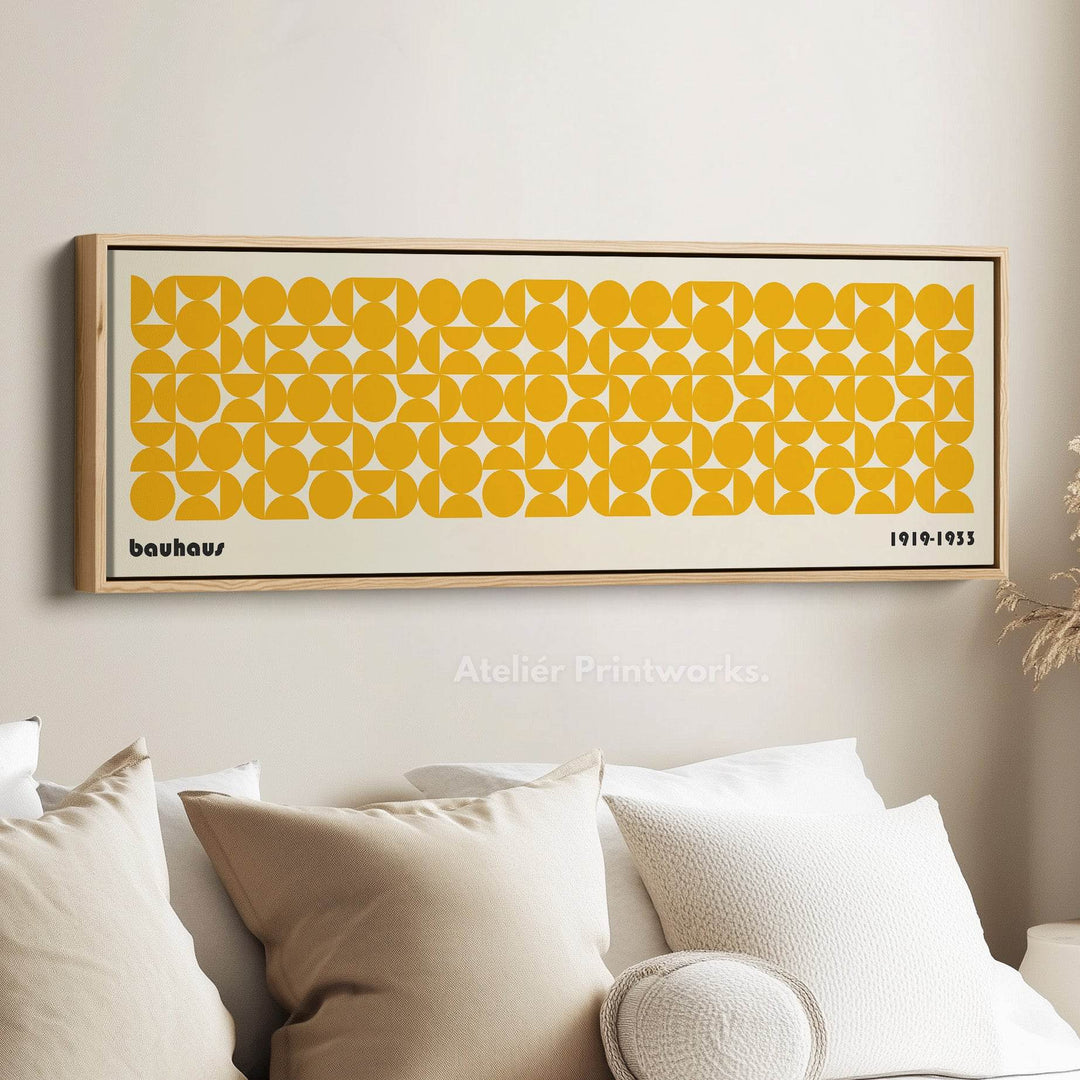Large Framed Long Wall Art Yellow Mid Century Bauhaus - Atelier Printworks