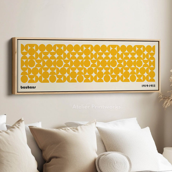 Large Framed Long Wall Art Yellow Mid Century Bauhaus - Atelier Printworks