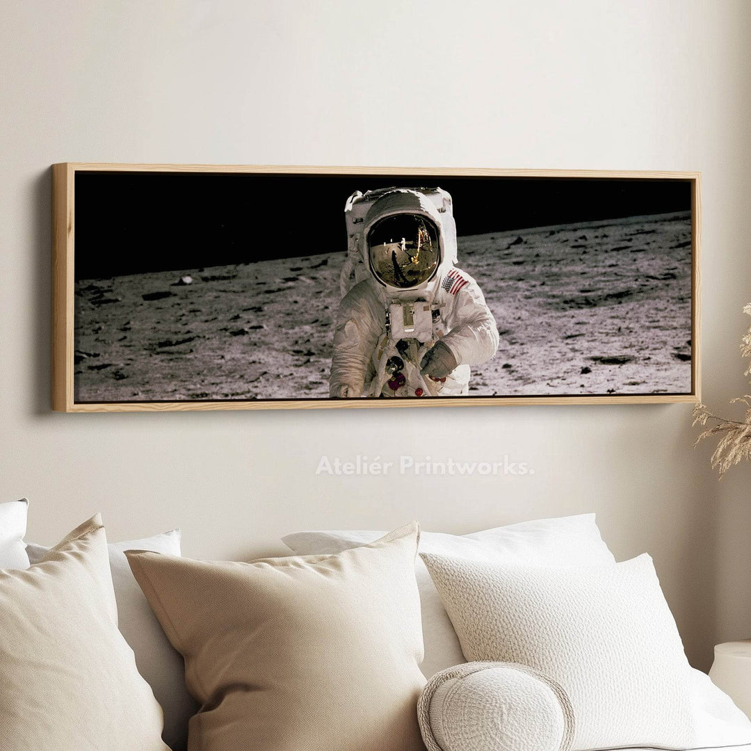 Long Horizontal Wall Art Astronaut Moon Walk NASA - Atelier Printworks