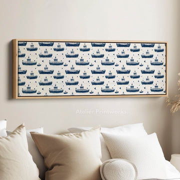 Little Boats Kids Room Long Narrow Panoramic Wall Art - Atelier Printworks