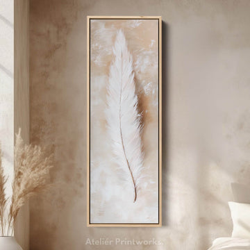 Large Canvas Wall Decor, Vertical Long Feather Wall Art - Atelier Printworks