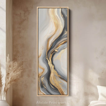 Gold & Gray Large Wall Canvas Long Vertical Wall Art - Atelier Printworks