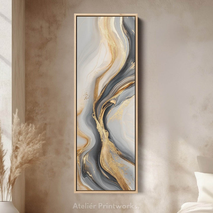 Gold & Gray Large Wall Canvas Long Vertical Wall Art - Atelier Printworks