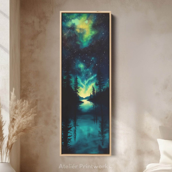 Aurora Borealis Large Frame Wall Decor Long Narrow Vertical Wall Art - Atelier Printworks