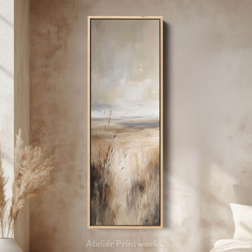 Beige Abstract Large Canvas Wall Decor - Vertical Long Narrow Wall Art - Atelier Printworks
