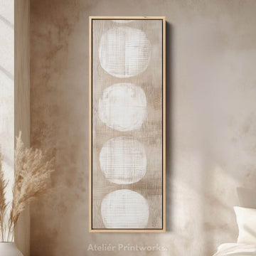 Minimalist Beige & White Abstract Vertical Wall Decor Large Framed Canvas - Atelier Printworks