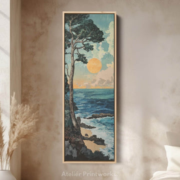 Coastal Big Framed Pictures Tall Narrow Vertical Wall Art - Atelier Printworks