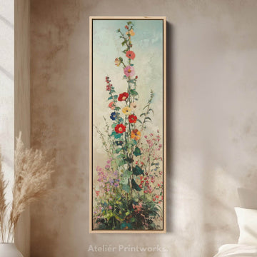 Floral Long Vertical Skinny Large Framed Canvas Decor - Atelier Printworks