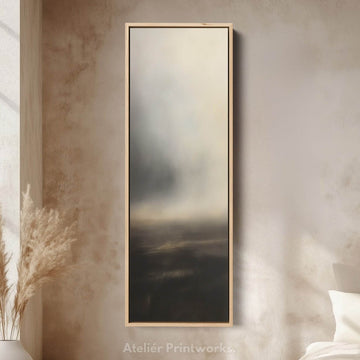 Grey Cloud Long Vertical Skinny Large Framed Canvas Decor - Atelier Printworks