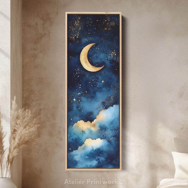 Starry Night Sky Wall Art Long Skinny Narrow Canvas Wall Art - Atelier Printworks