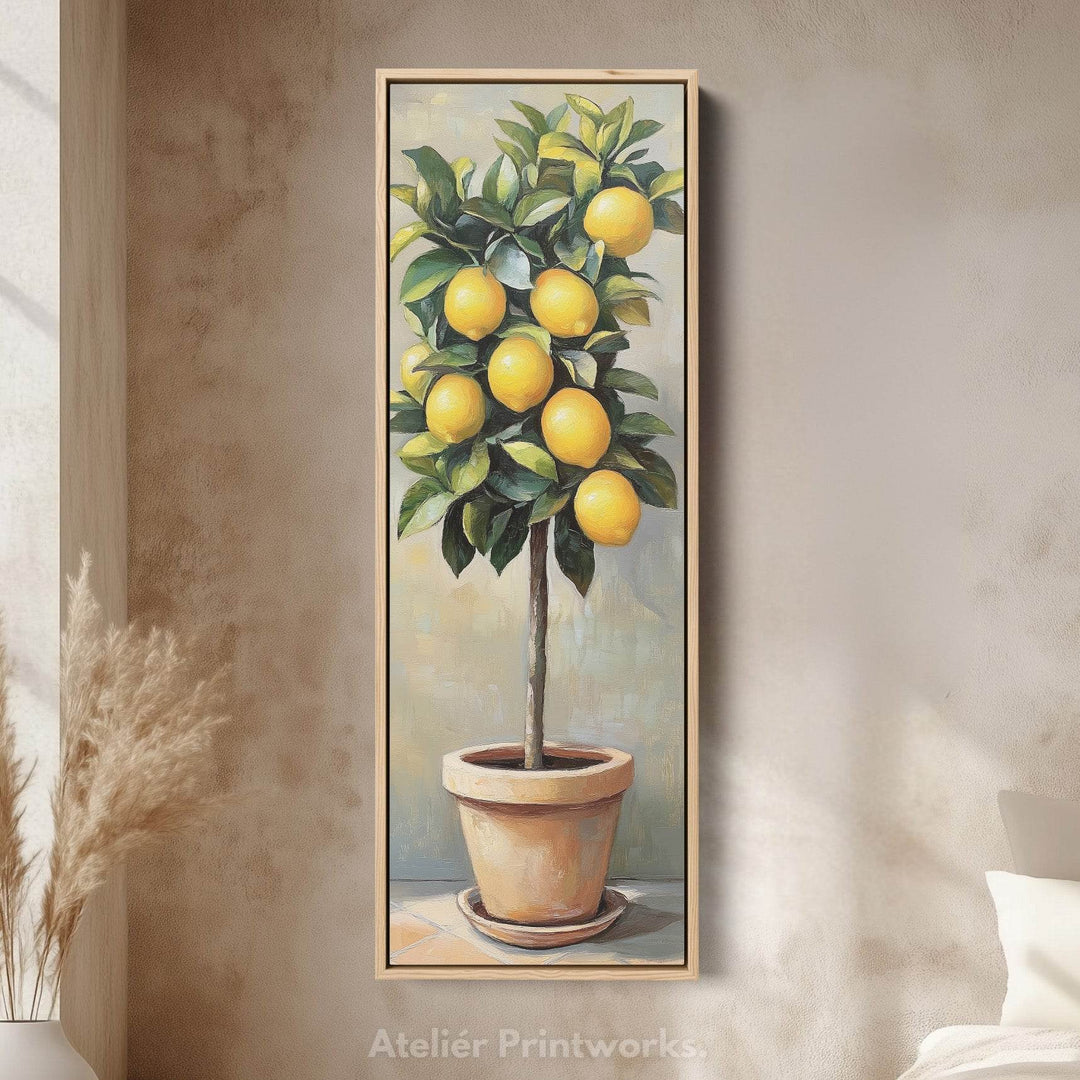 Narrow Kitchen Lemon Tree Tall Wall Art Large Framed Picture - Atelier Printworks
