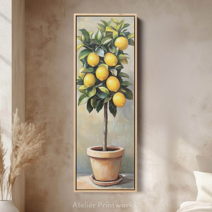 Narrow Kitchen Lemon Tree Tall Wall Art Large Framed Picture - Atelier Printworks