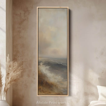 Vintage Seaside Wall Art Large Framed Vertical Tall Narrow Wall Decor - Atelier Printworks