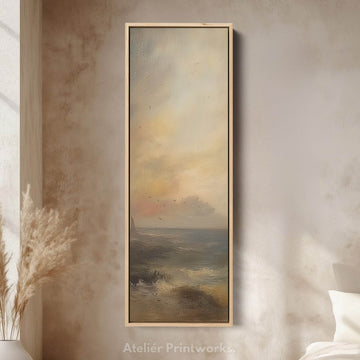 Vintage Ocean Wall Art Large Framed Vertical Tall Narrow Wall Decor - Atelier Printworks